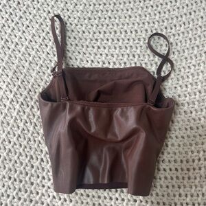 NWOT SKIMS Brown Faux Leather Tube Top w Adjustable Straps size Small